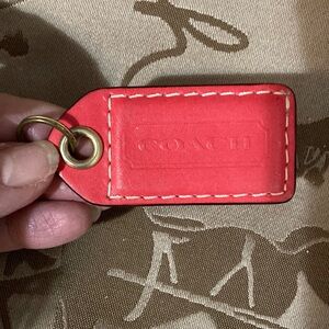 Coach red leather replacement hangtag/keychain. EUC